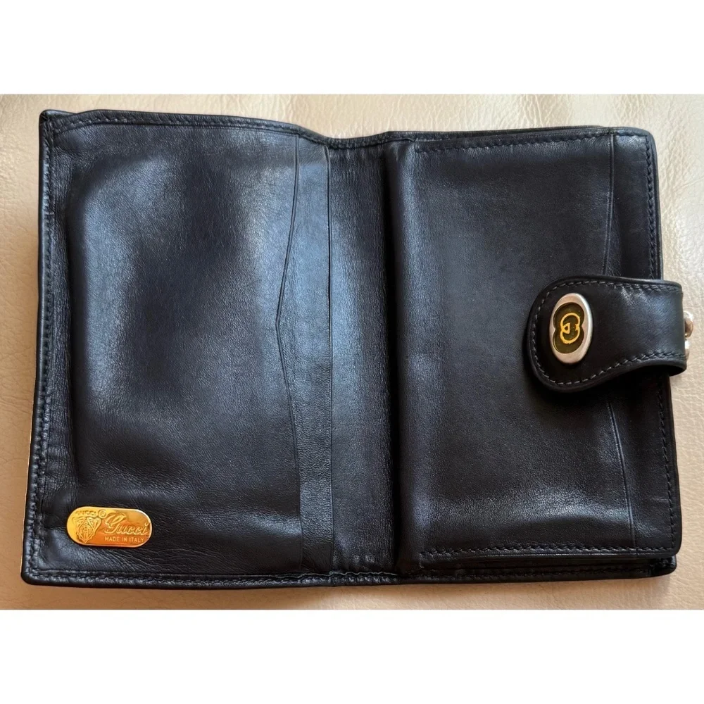 Authentic Vintage Gucci Micro GG Monogram Canvas Leather Kisslock Bifold Wallet - Picture 3 of 10